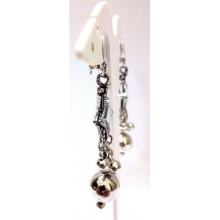 Silver Oxidized Earring Jhumka Jhumki Chandelier Dangle Drop Long - Fold Over 2